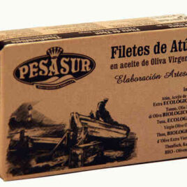PESASUR, FILETES DE ATUN EN ACEITE DE OLIVA VIRGEN EXTRA ECOLOGICO LATA FACIL APERTURA RR125