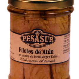 PESASUR, FILETES DE ATUN EN ACEITE DE OLIVA EXTRA ECOLOGICO TARRO RECTO DE FACIL VACIADO 200G